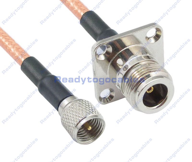 MINI UHF Male To Panel-Mount N-TYPE Female RG142 Cable