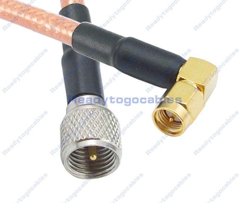 MINI-UHF Male To RA SMA Male RG142 Cable