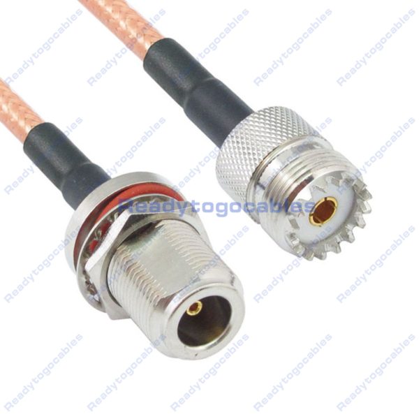 N-TYPE Female Bulkhead Waterproof With Nut Washer To UHF Female SO239 RG142 Cable