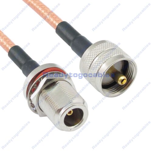 N-TYPE Female Bulkhead Waterproof With Nut Washer To UHF Male PL259 RG142 Cable