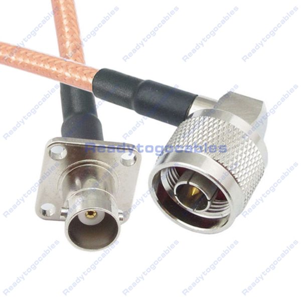 Panel-Mount BNC Female To RA N-TYPE Male RG142 Cable
