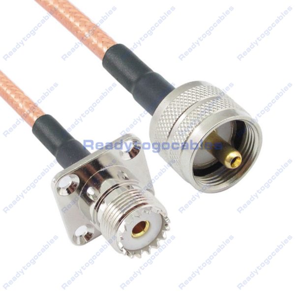 Panel-Mount UHF Female SO239 To UHF Male PL259 RG142 Cable