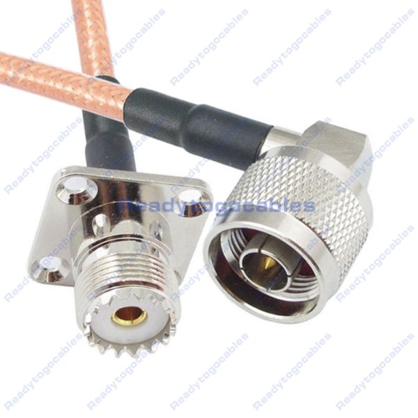 RA N-TYPE Male To Panel-Mount UHF Female SO239 RG142 Cable
