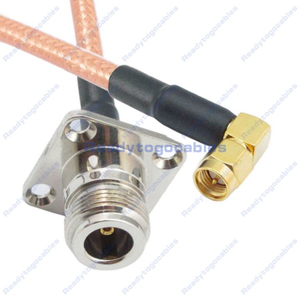 RA SMA Male To Panel-Mount N-TYPE Female RG142 Cable