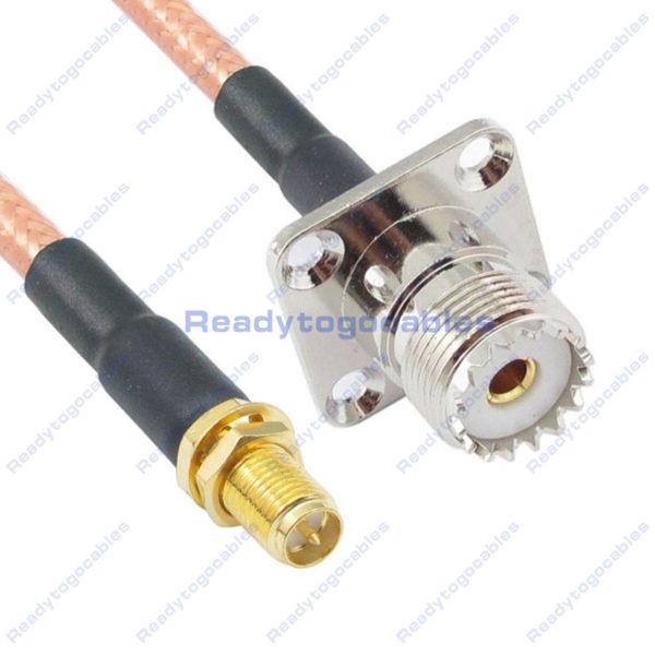 RP SMA Female To Panel-Mount UHF Female SO239 RG142 Cable