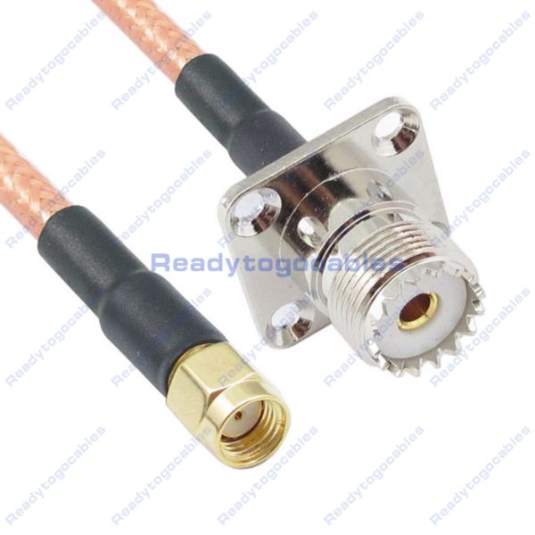 RP SMA Male To Panel-Mount UHF Female SO239 RG142 Cable