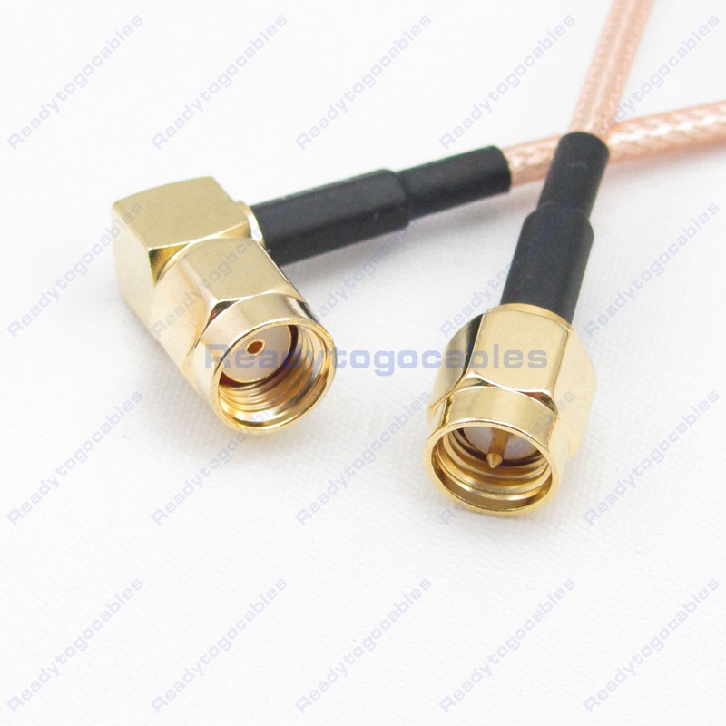 USA-CA RG316 DS MCX FEMALE ANGLE to RP-SMA MALE Coaxial RF Pigtail Cable