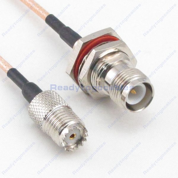 MINI-UHF Female To RP TNC Female Bulkhead Waterproof With Nut Washer RG316 Cable
