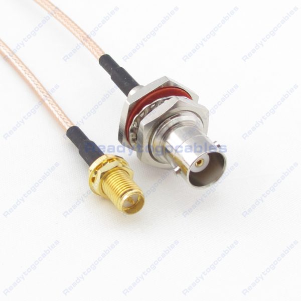 RP SMA Female To BNC Female Bulkhead Waterproof With Nut Washer RG316 Cable