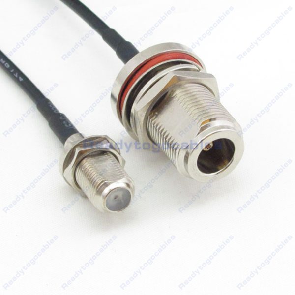 F Female To N-TYPE Female Bulkhead Waterproof With Nut Washer RG174 Cable