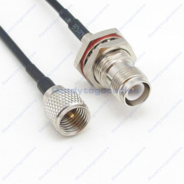 MINI-UHF Male To RP TNC Female Bulkhead Waterproof With Nut Washer RG174 Cable