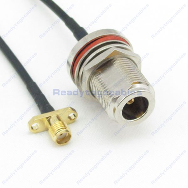 Panel-Mount 2 SMA Female To N-TYPE Female Bulkhead Waterproof With Nut Washer RG174 Cable
