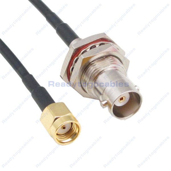 RP SMA Male To BNC Female Bulkhead Waterproof With Nut Washer RG174 Cable
