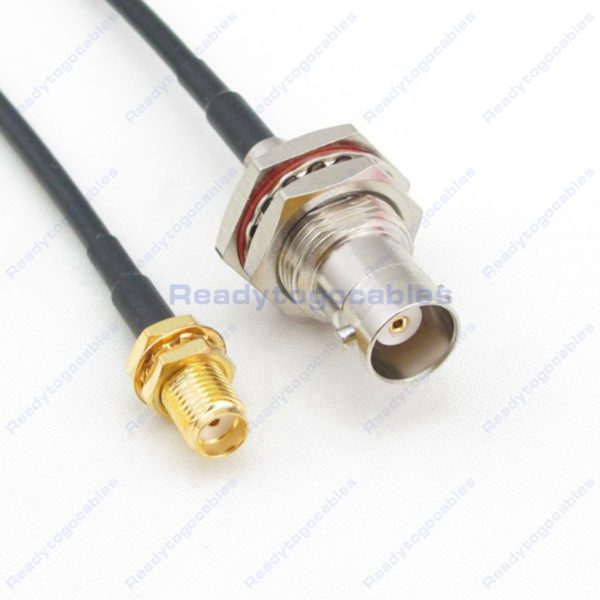 SMA Female To BNC Female Bulkhead Waterproof With Nut Washer RG174 Cable