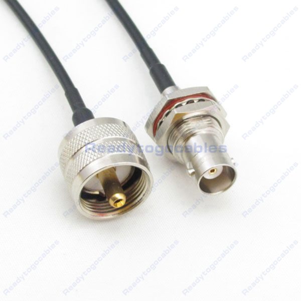 UHF Male PL259 To BNC Female Bulkhead Waterproof With Nut Washer RG174 Cable
