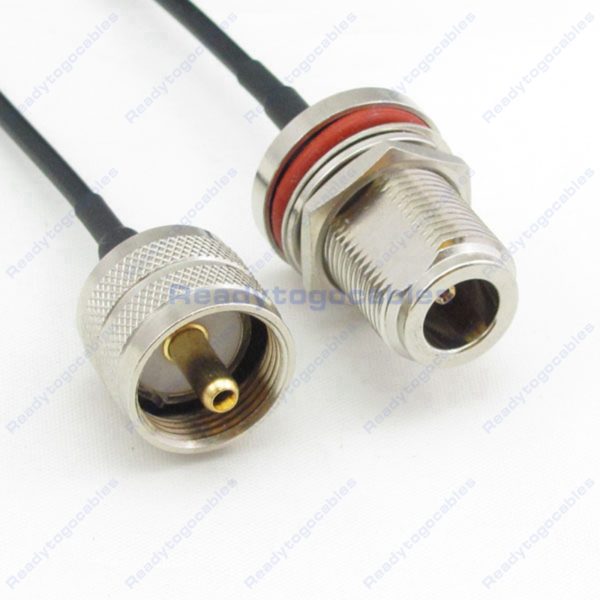 UHF Male PL259 To N-TYPE Female Bulkhead Waterproof With Nut Washer RG174 Cable