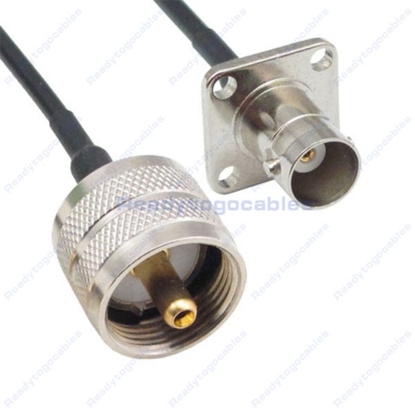 UHF Male PL259 To Panel-Mount BNC Female RG174 Cable