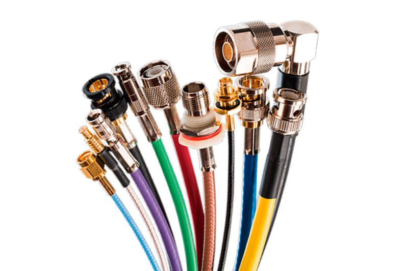 What are the connectors used in a coaxial cable?